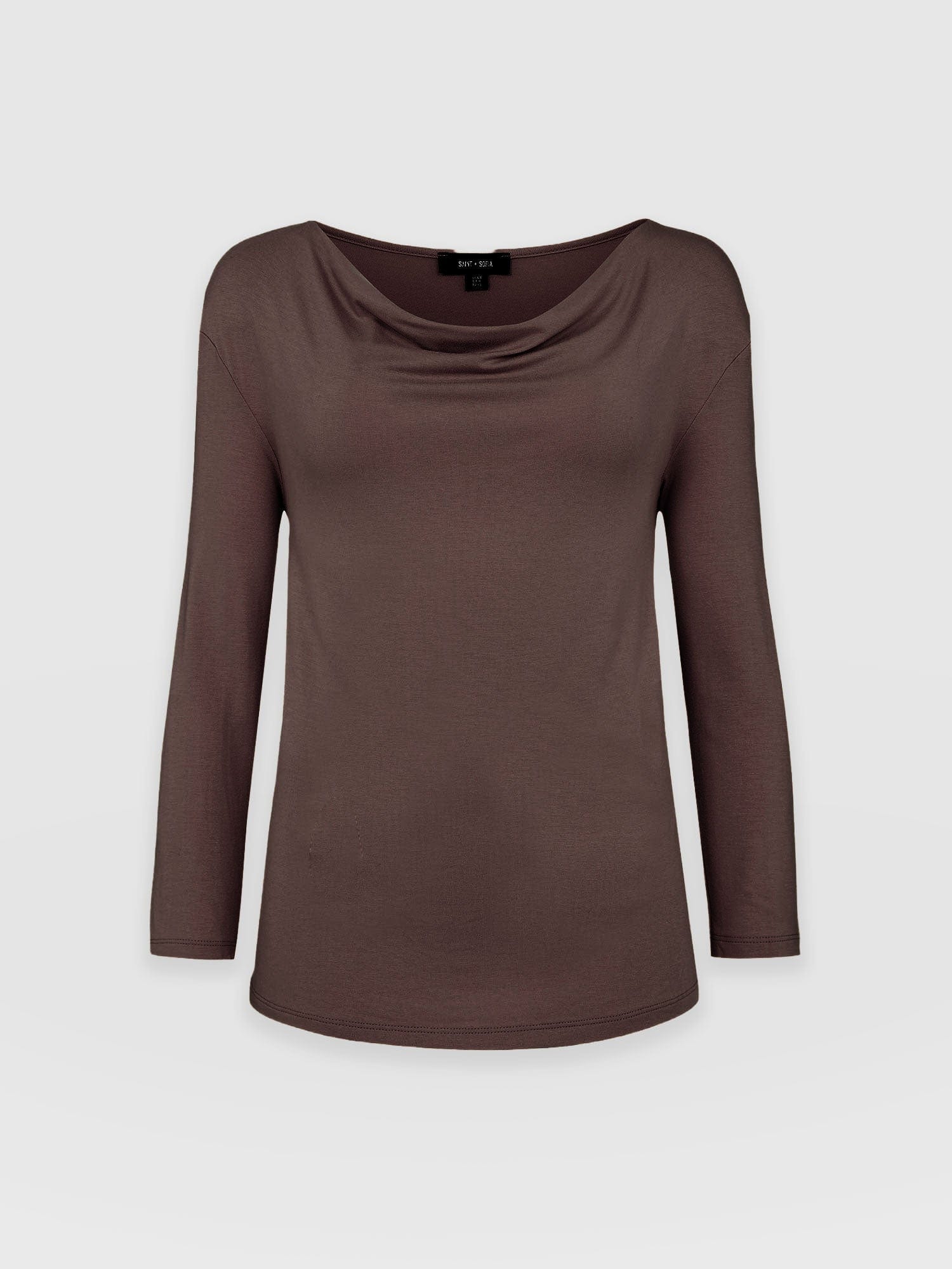 Cowl Neck Tee Long Sleeve - Maroon - Women's T-shirts | Saint + Sofia® EU